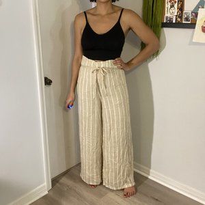 Day by Day Beige Striped High-Waisted Wide Leg Pants Lulus